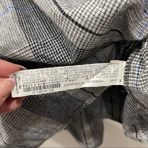 Zara Cotton Plaid Houndstooth Tie Sleeve Dress Size 9 - Picture 7 of 10